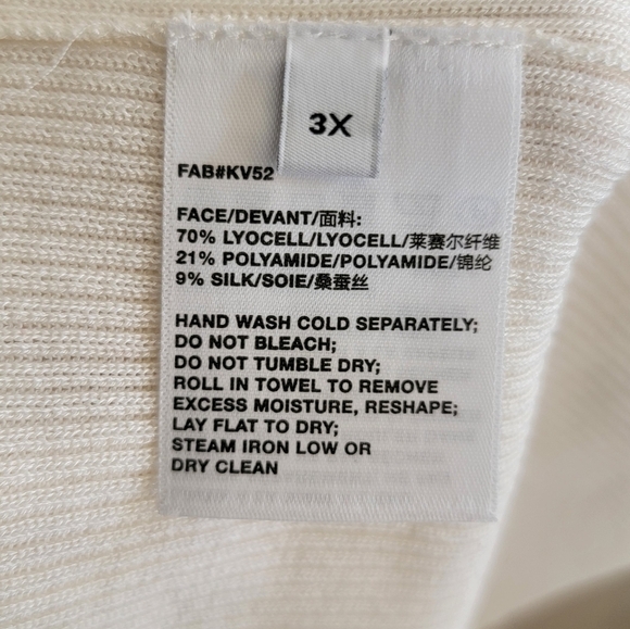 Lafayette 148 New York Finespun Voile Ivory Ribbed Crewneck Shell Tank Size 3X - Picture 4 of 7